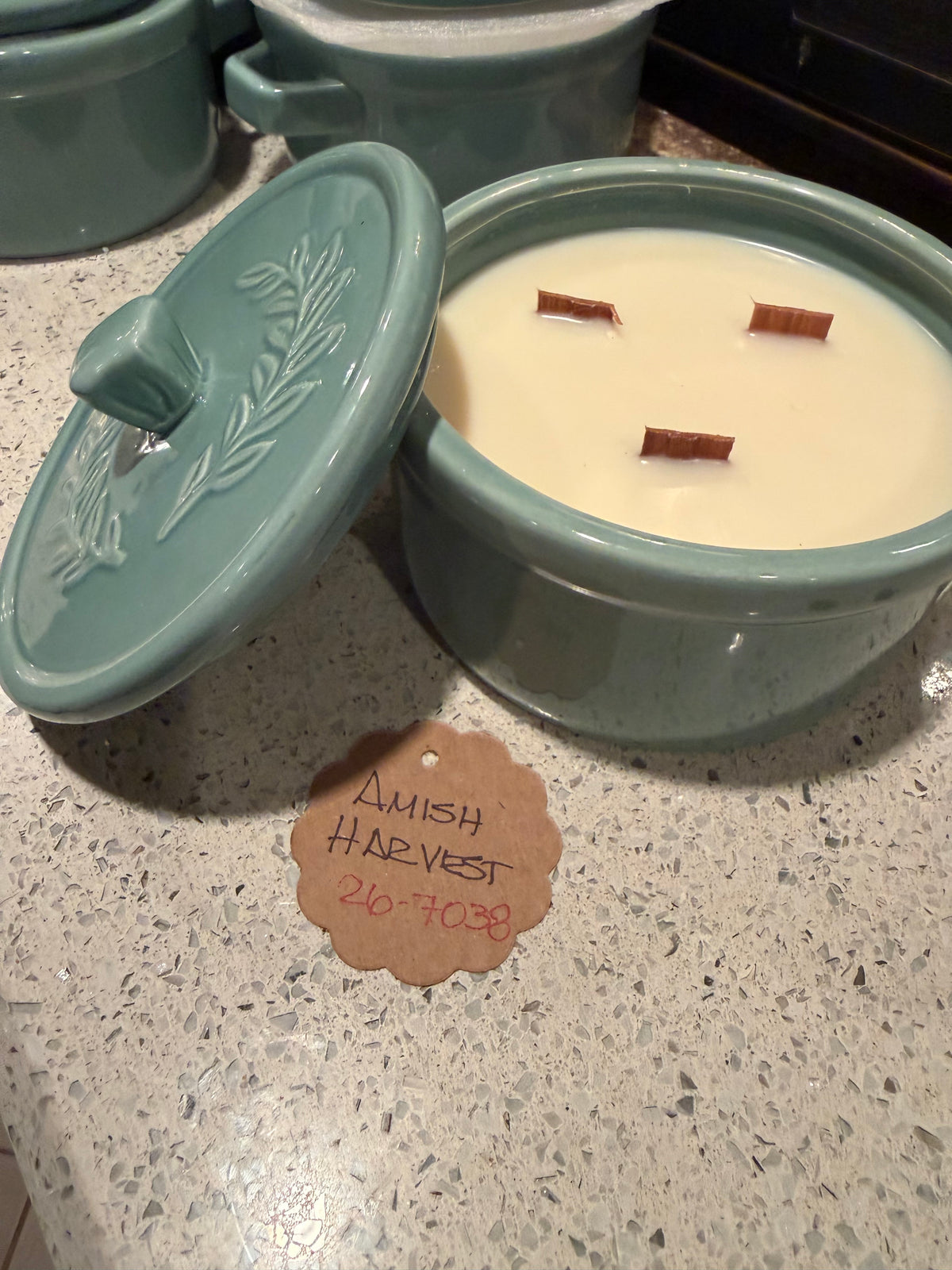 Amish Harvest Turquoise Crock Candle