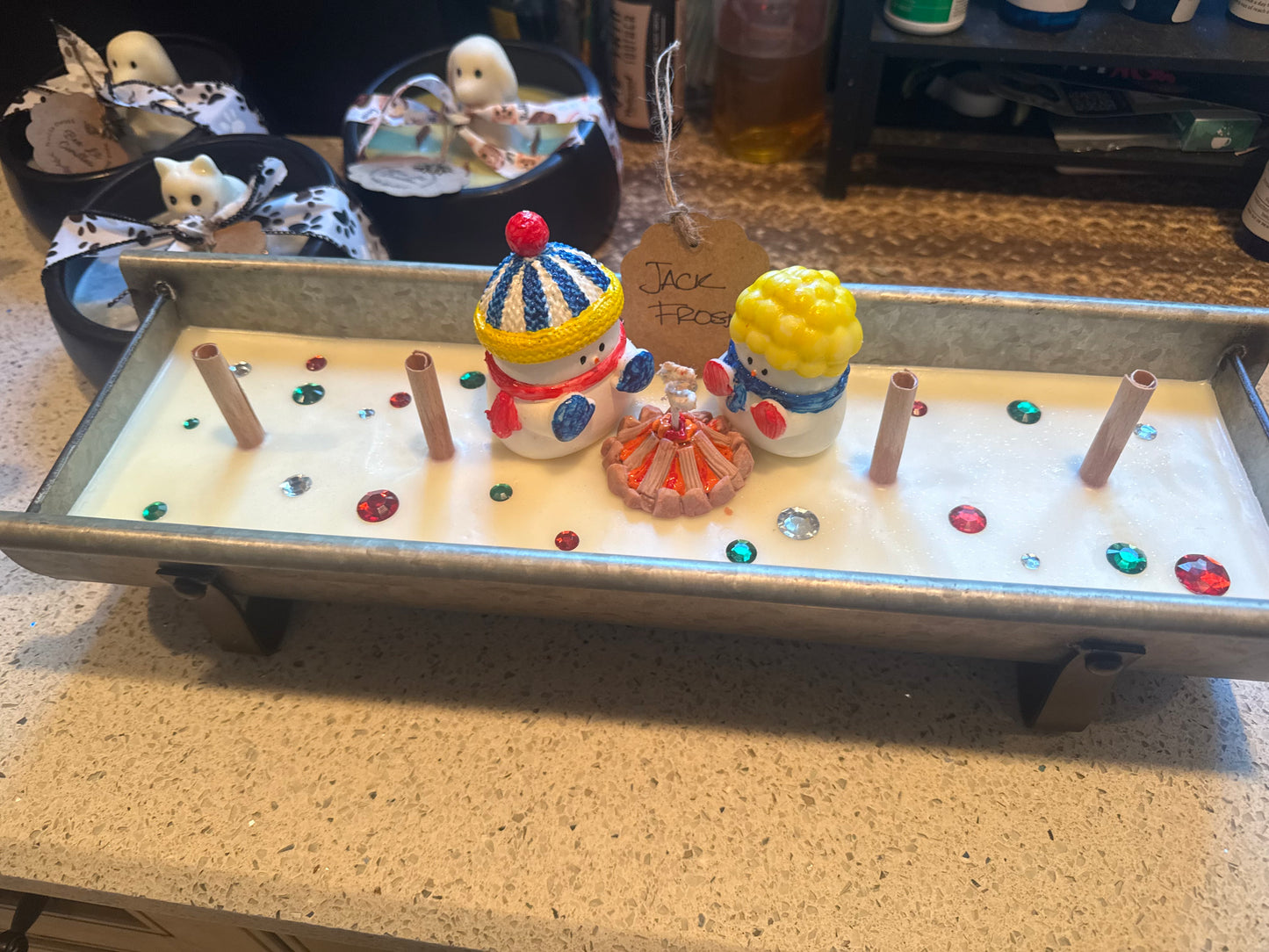 Jack Frost Snowman Trough Candle