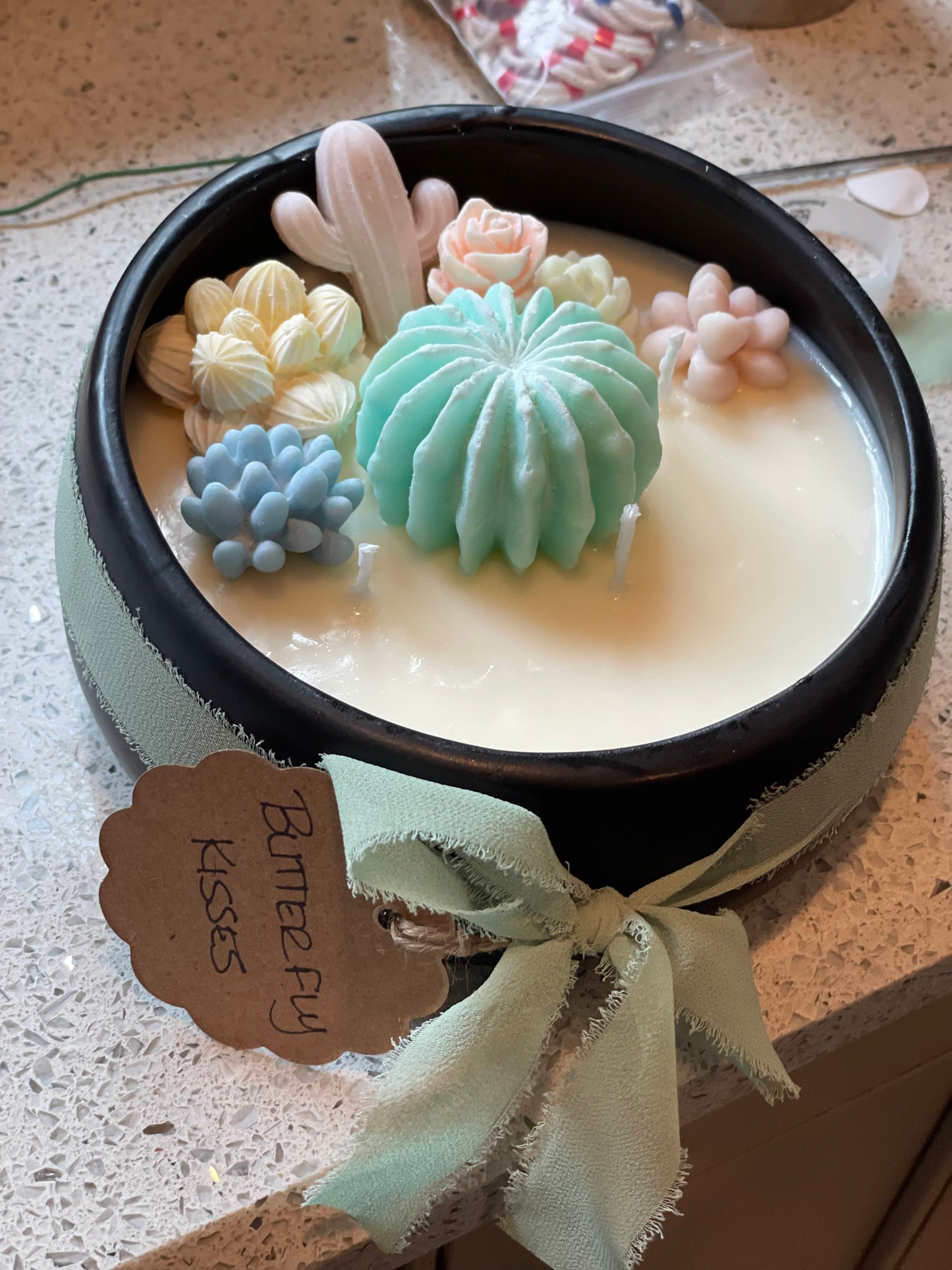 Butterfly Kisses 16oz Black Succulent Candle