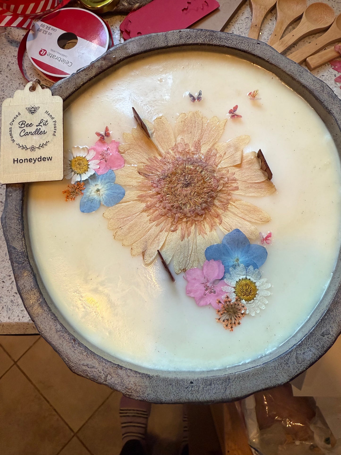 Honeydew Cement Log Candle