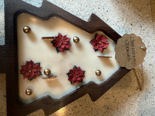 Christmas Cookies Tree Wood Bowl Candle
