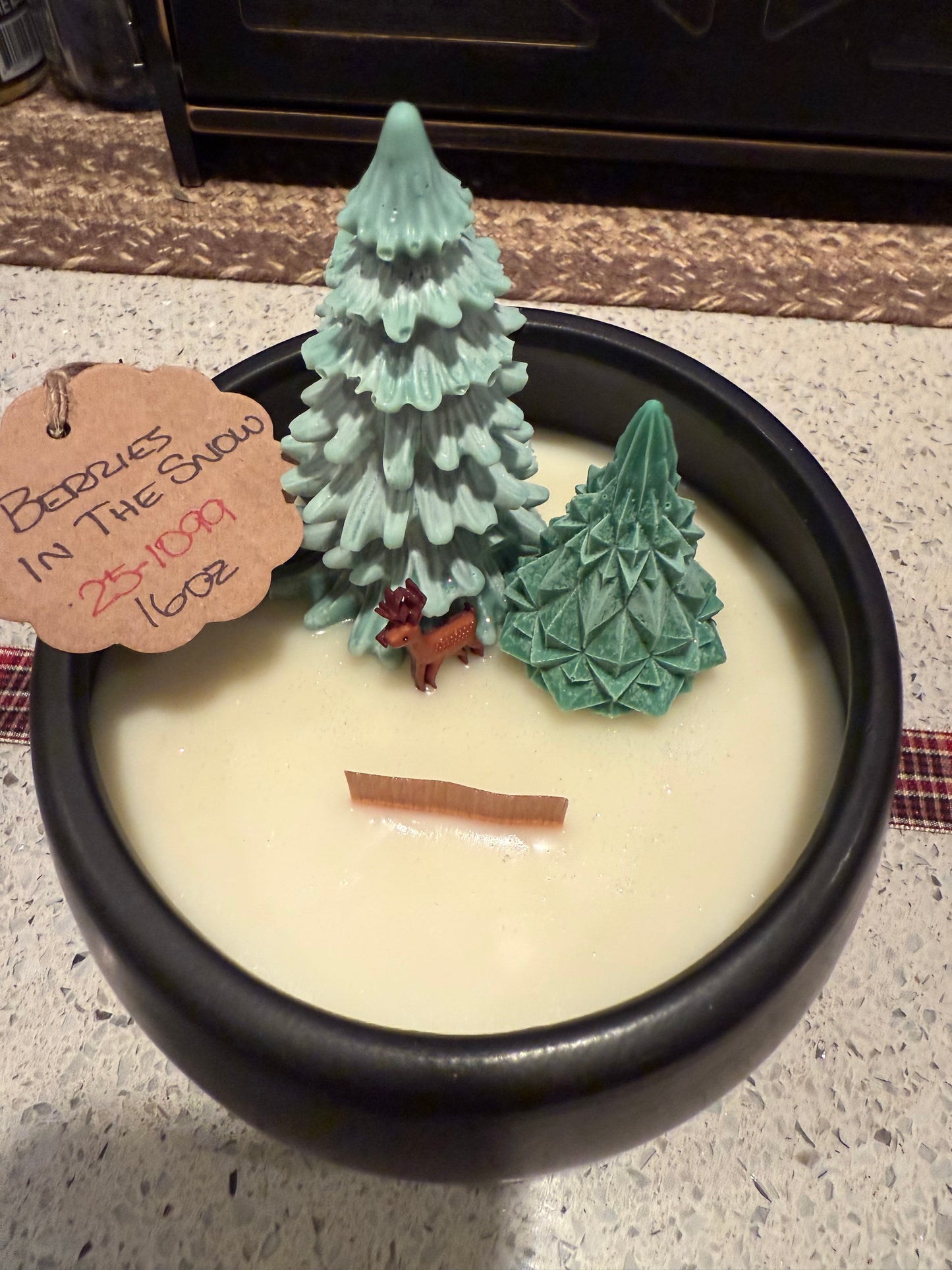 Berries in the Snow Black Candle