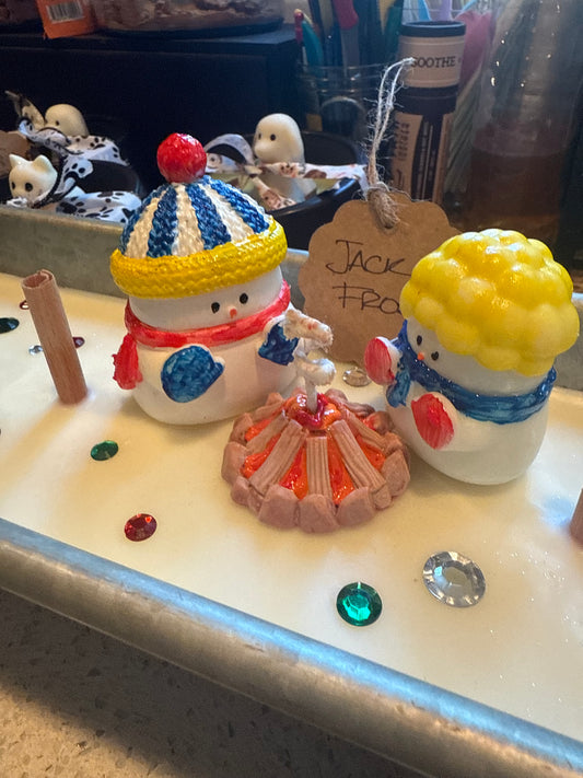Jack Frost Snowman Trough Candle