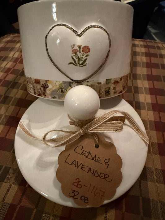 Cedar + Lavender Heart Crock Candle 32oz