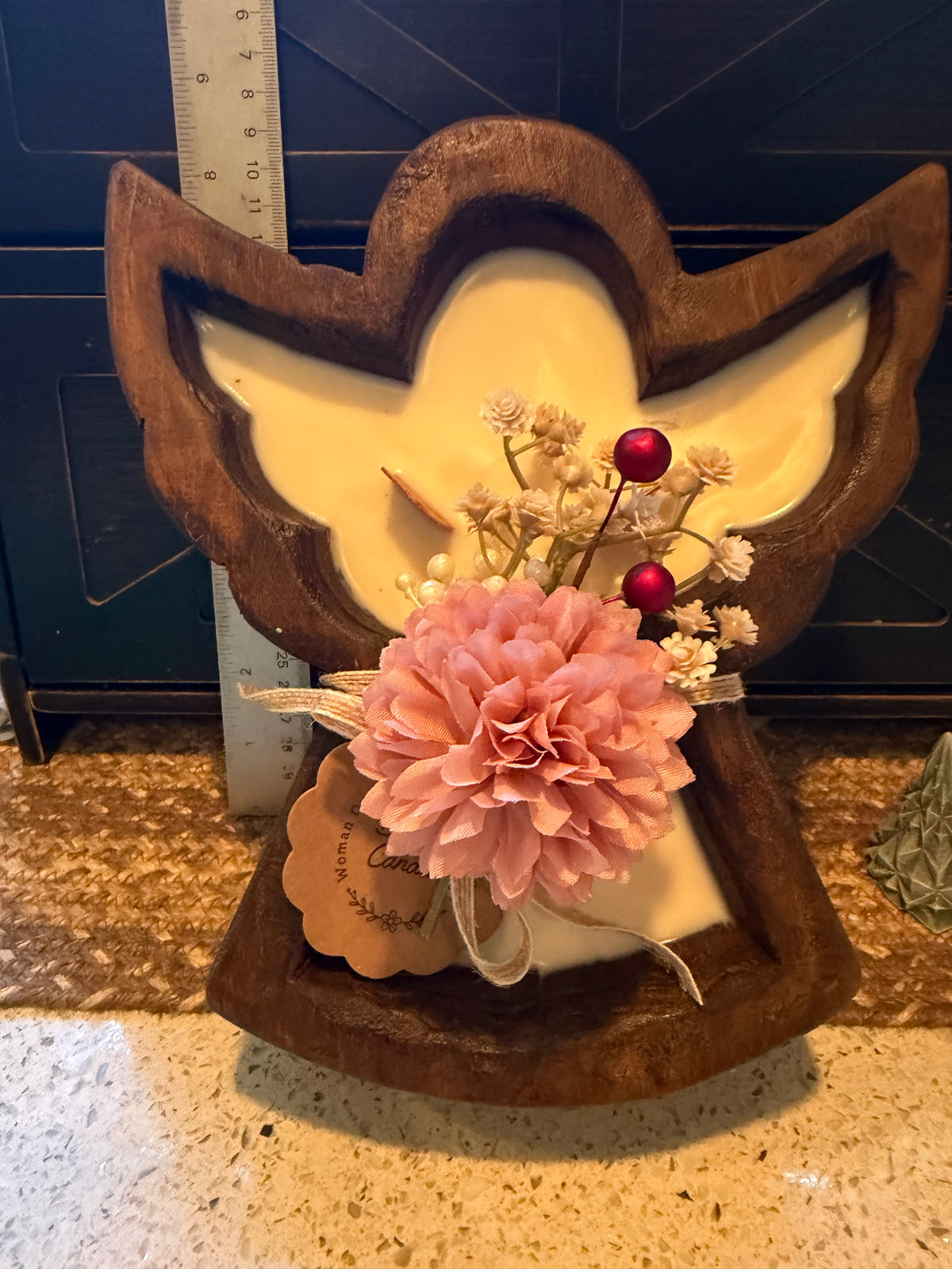 Elf Sweat Angel Wood Bowl Candle 12oz