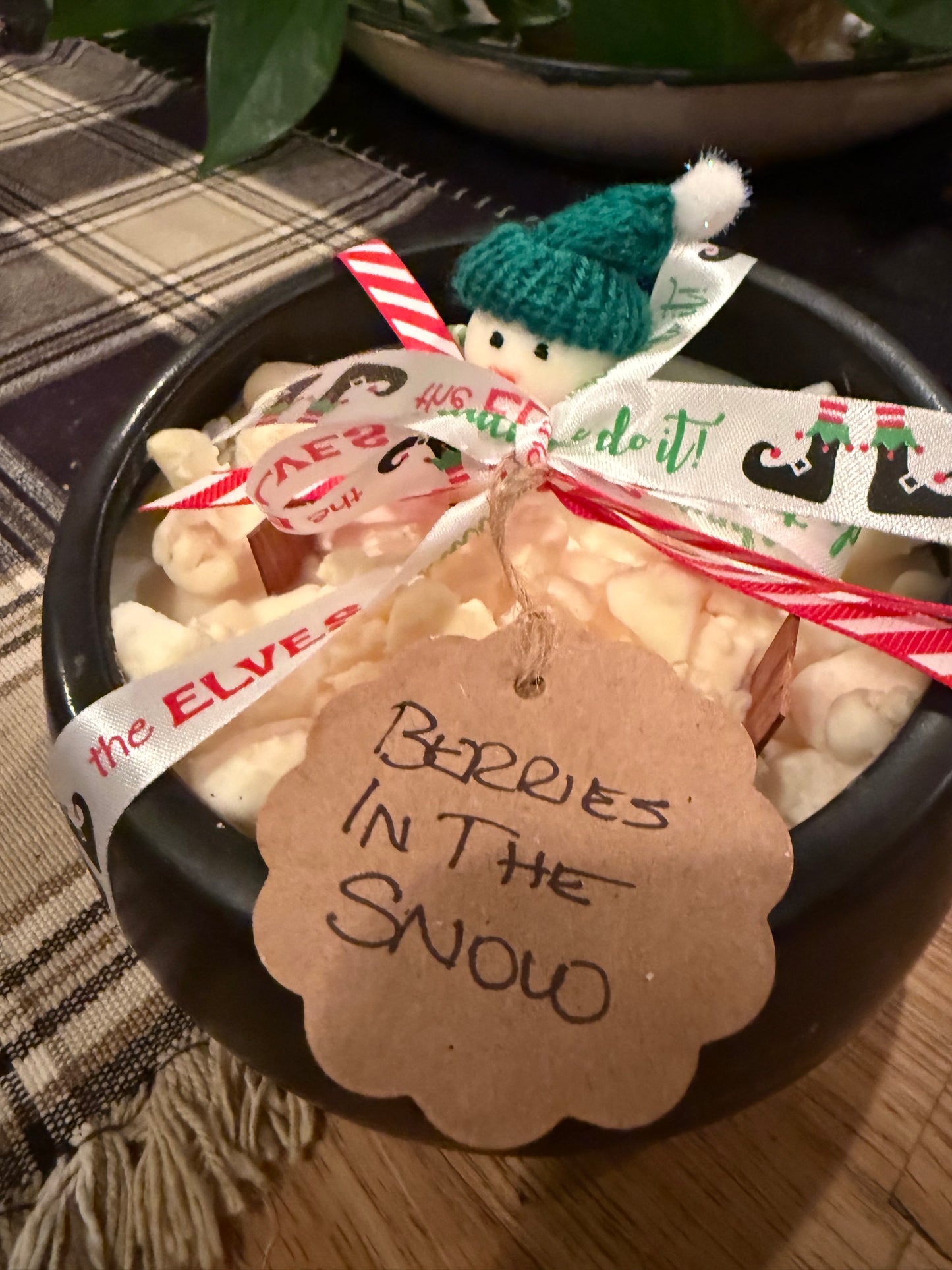 Berries in the Snow Black Candle