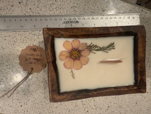 White Peach & Hibiscus 9oz Wood Bowl Candle