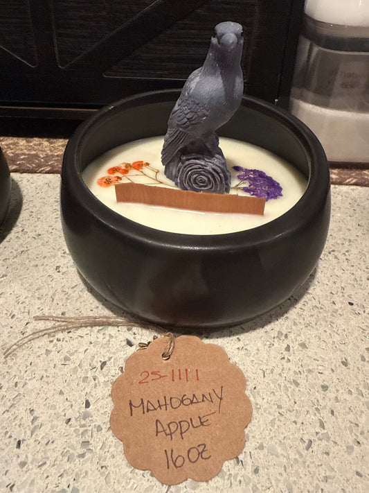 Mahogany Apple Black Candle w/raven