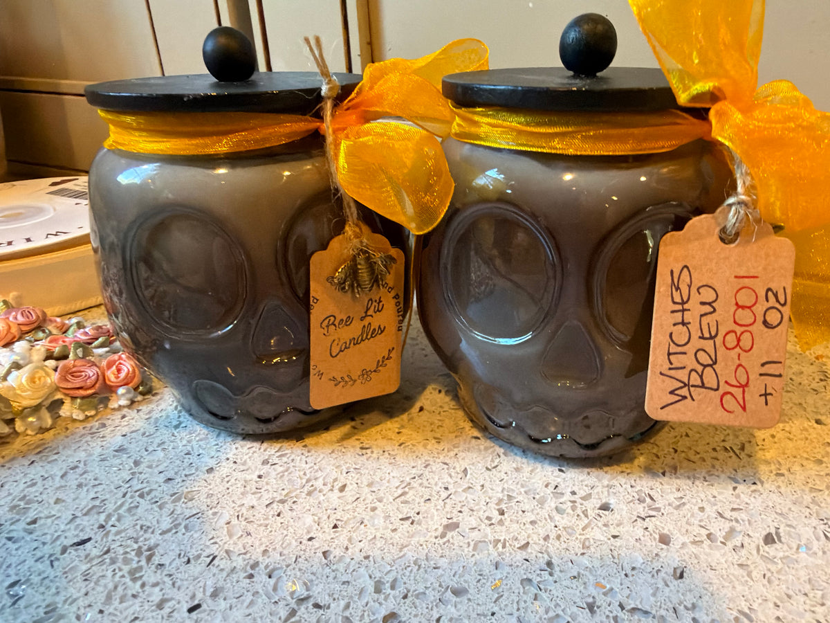 Witches Brew Skull Jar Candle