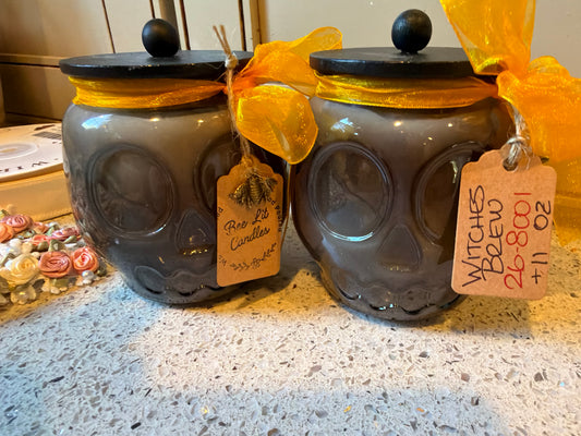 Witches Brew Skull Jar Candle