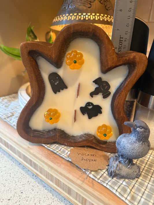 Wicked Apple Ghost Wood Bowl Candle