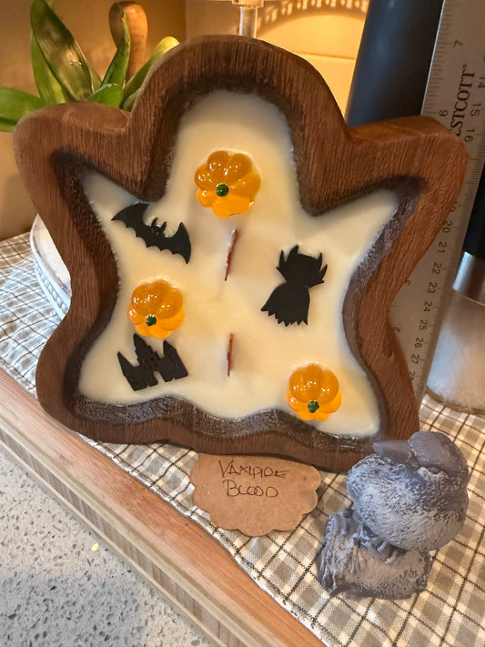 Vampire Blood Ghost Wood Bowl Candle (with vampire)
