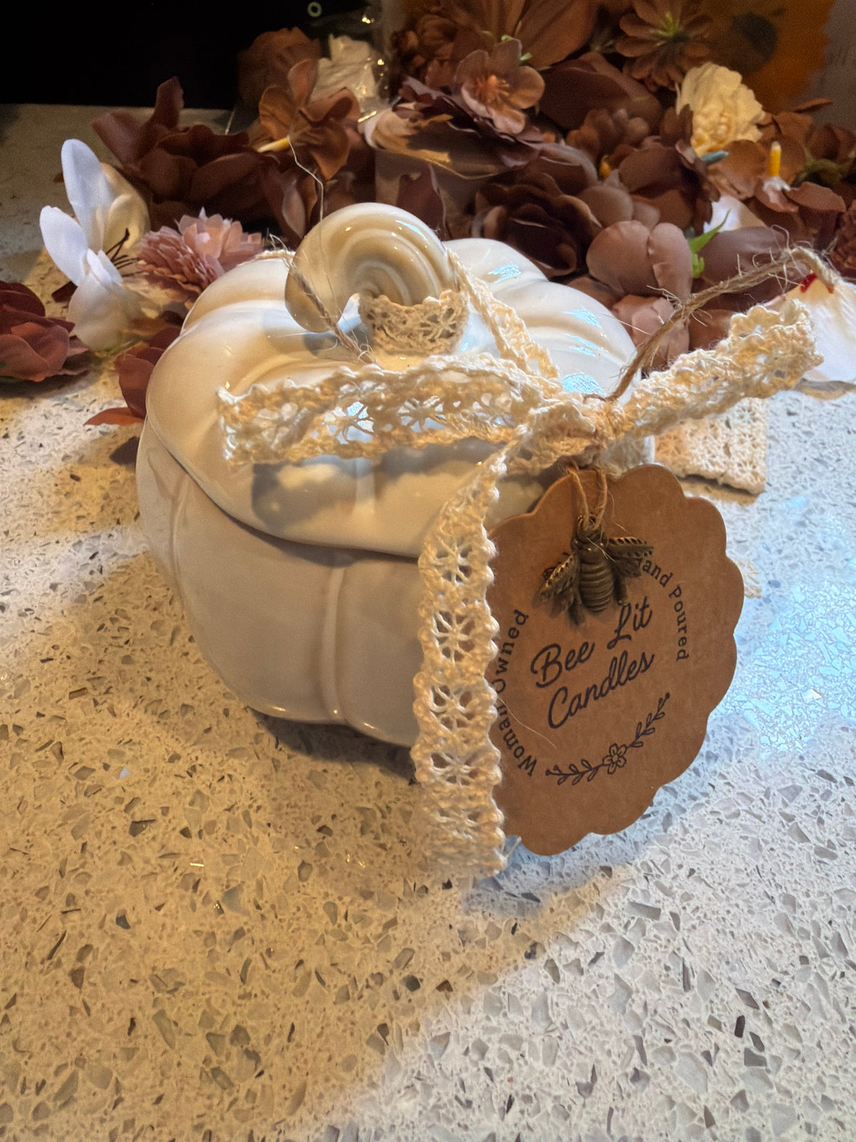 Candy Corn Small Lidded Pumpkin Candle 6oz