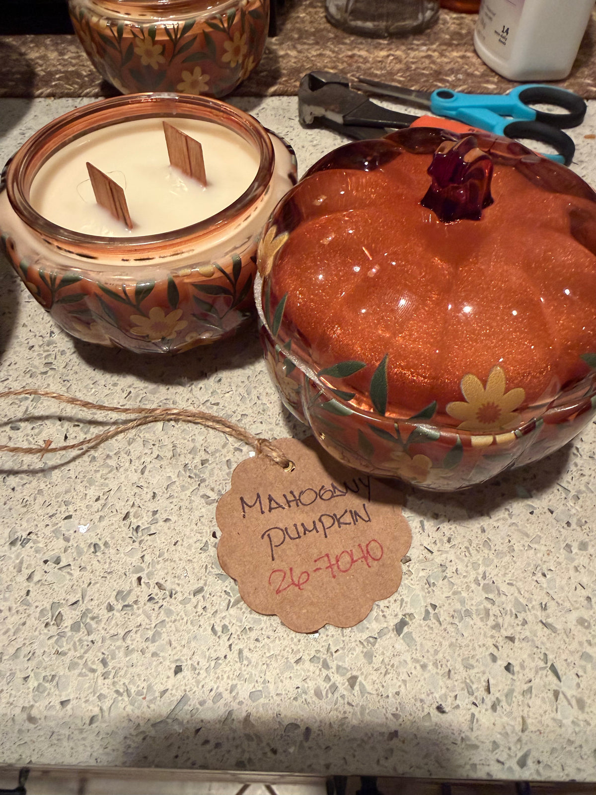Mahogany Pumpkin Glass Pumpkin Candle
