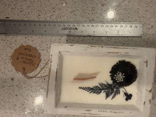 White Peach & Hibiscus 9oz Whitewashed Wood Bowl Candle